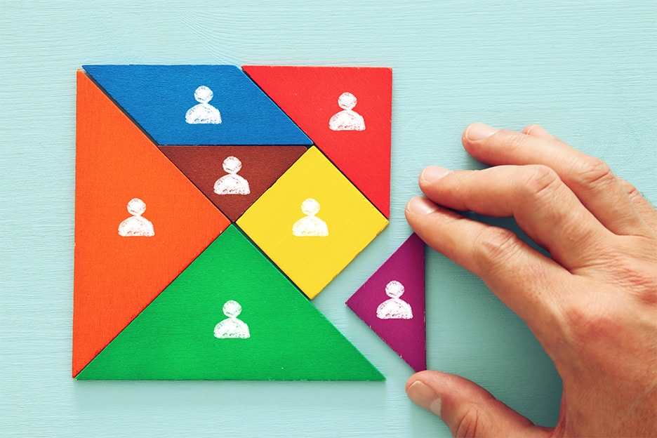 Colourful people puzzle symbolising relationships